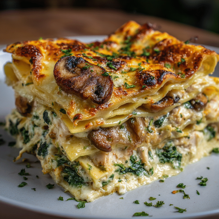 Chicken Mushroom and Spinach Lasagna