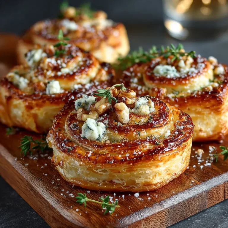 Blue Cheese Walnut Thyme Puff Pastry Twirl Recipe