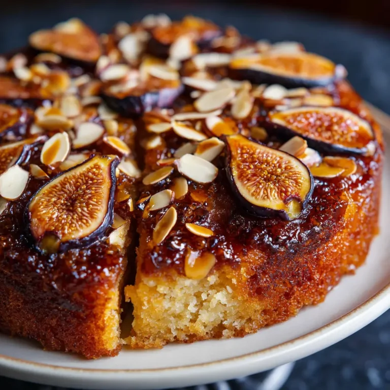 Buttery Upside Down Almond Fig Cake Recipe