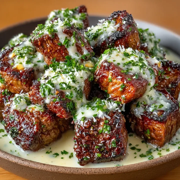 Simple Garlic Butter Steak Bites with Rich Parmesan Cream Sauce