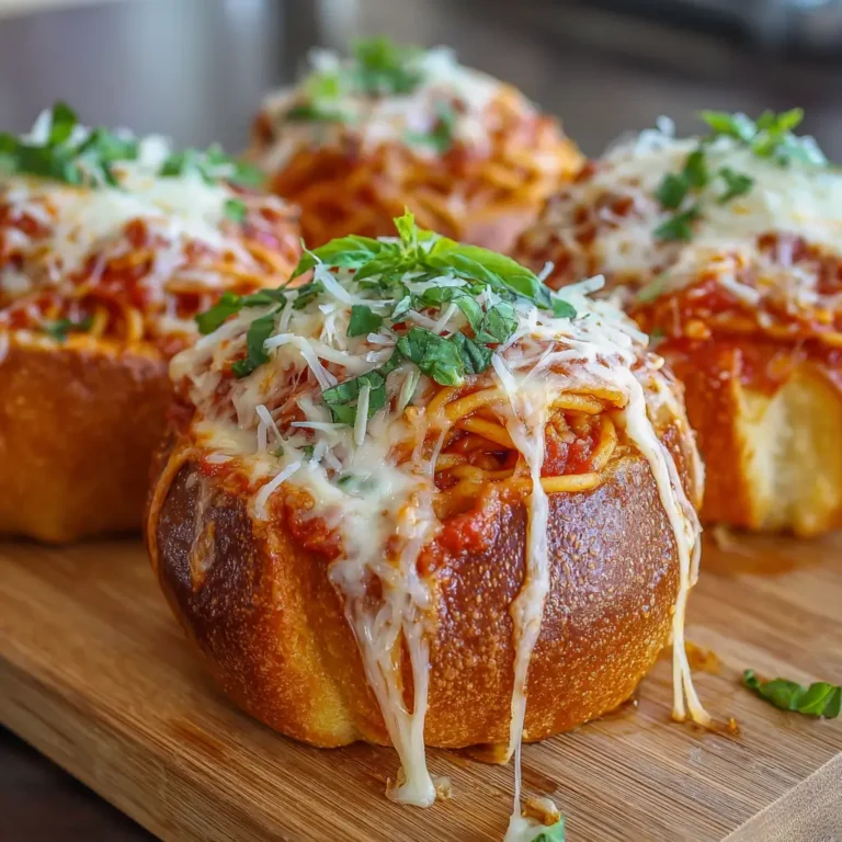 Spaghetti Garlic Bread Bowls