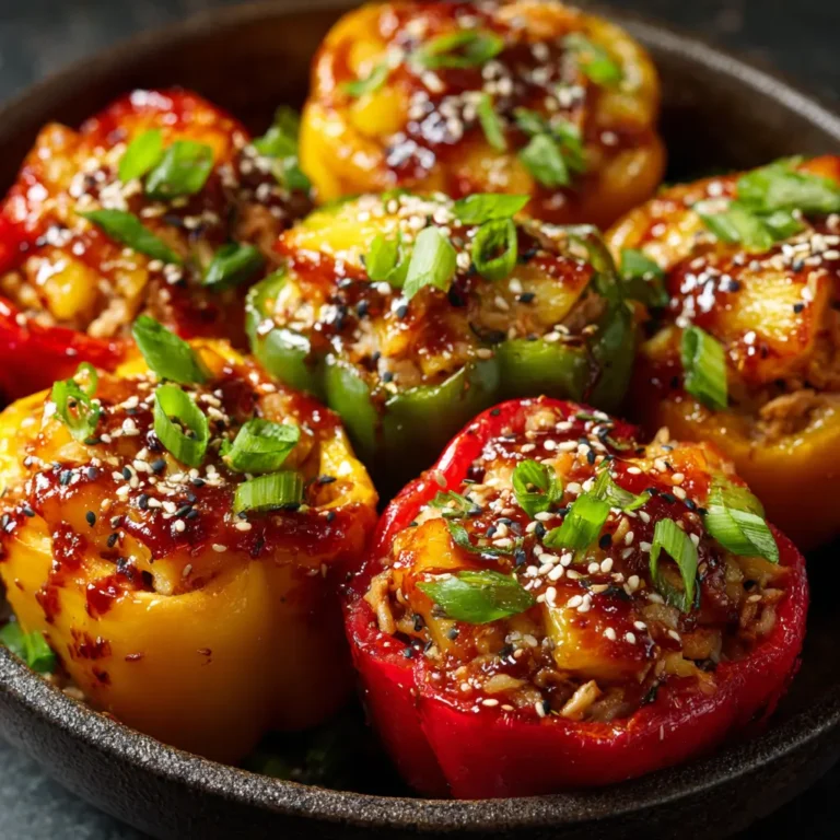Teriyaki Pineapple Chicken and Rice Stuffed Peppers