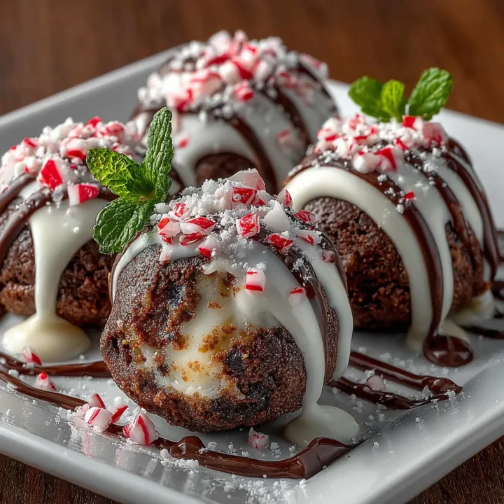 Candy Cane Brownie Bombs