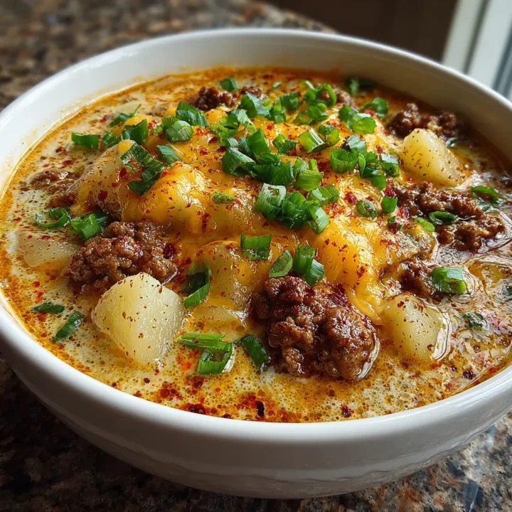 Cheesy Hamburger Potato Soup Recipe