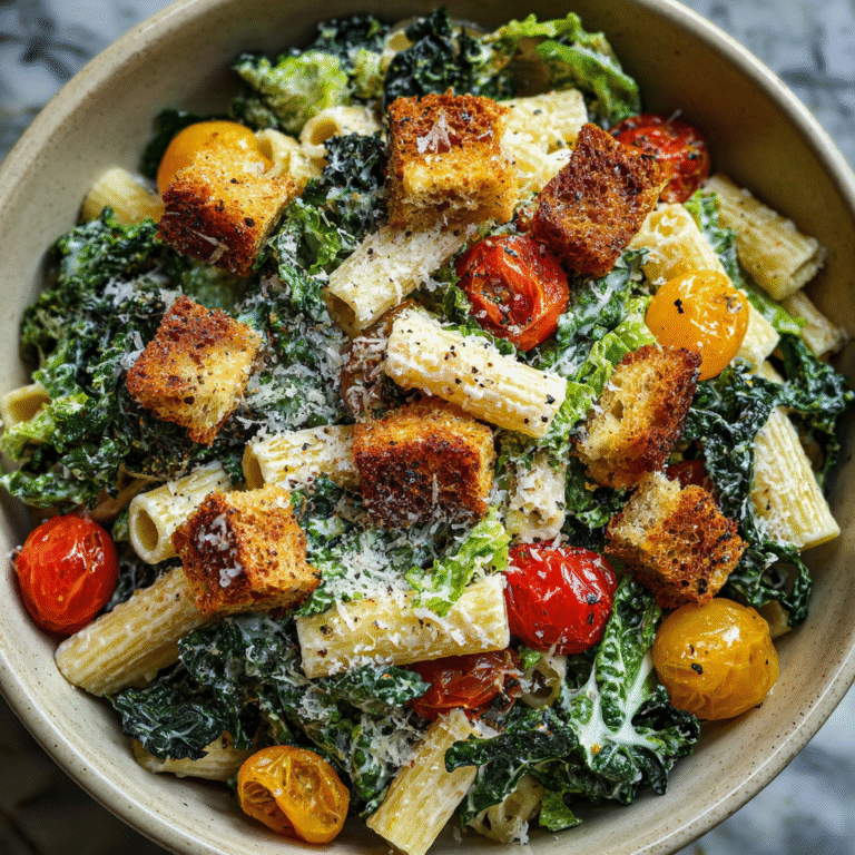 Kale Caesar Pasta Salad