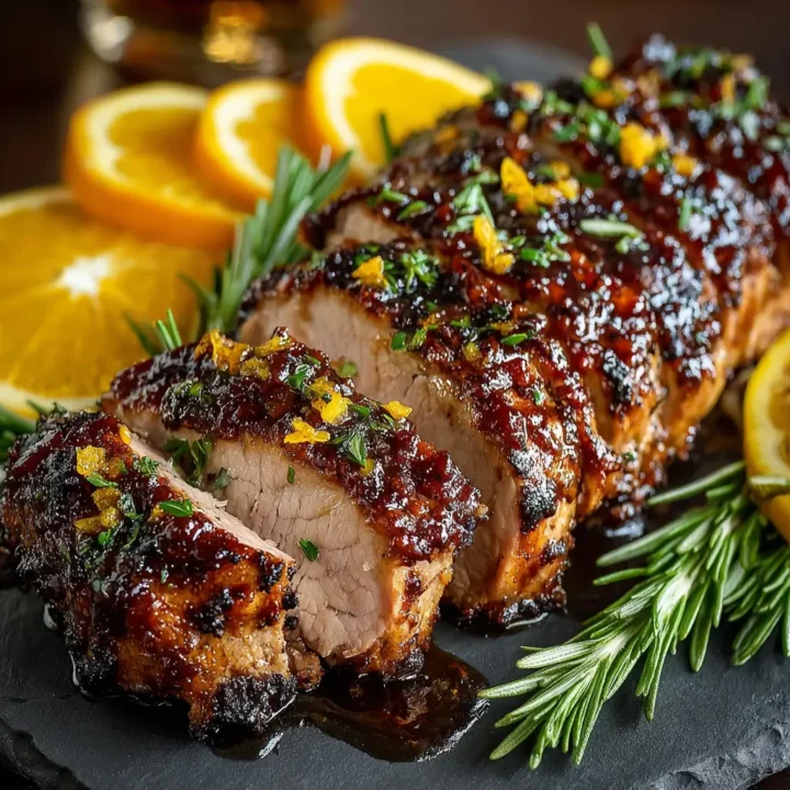 Rosemary Orange Glazed Roasted Pork Tenderloin