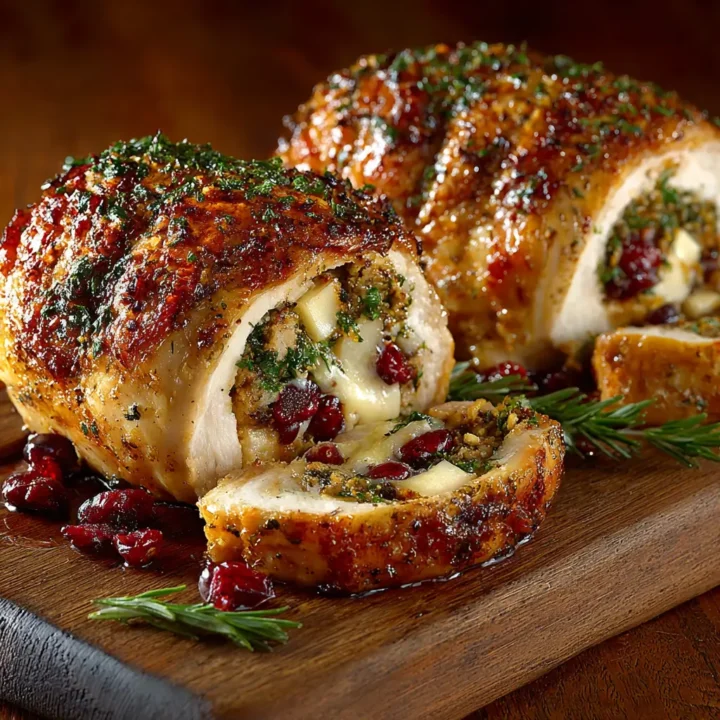 Stuffed Roast Chicken with Cranberries and Apples