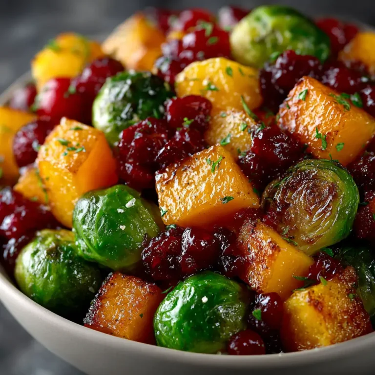 Cranberry-Glazed Roasted Butternut Squash & Brussels Sprouts
