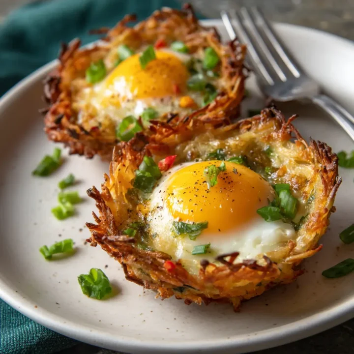 Eggs in Crispy Hash Brown Baskets