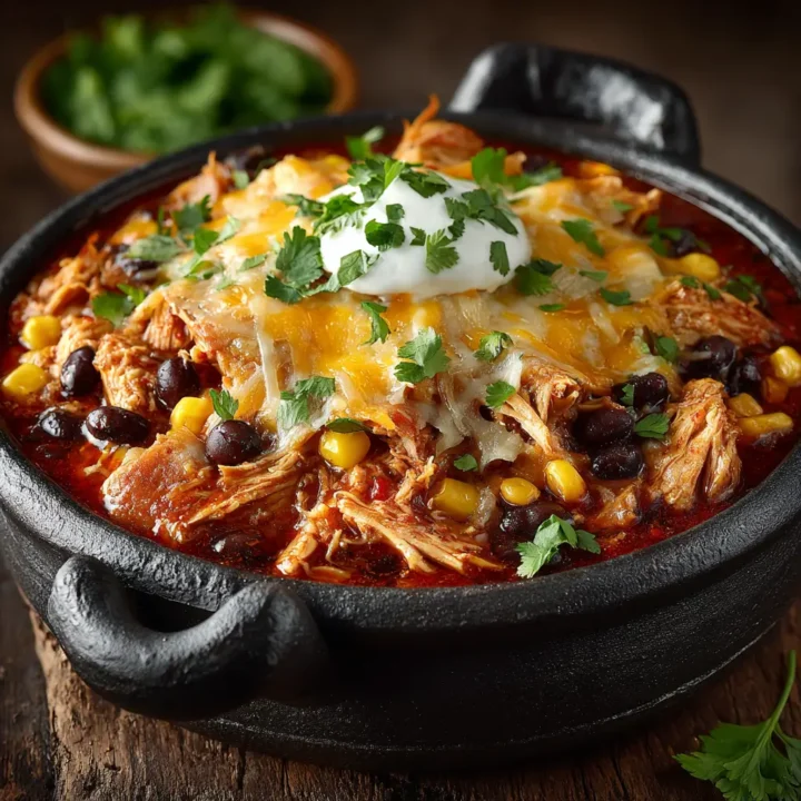 Hearty Crockpot Chicken Enchilada Casserole