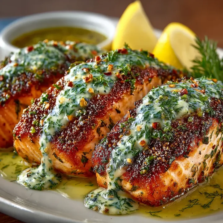 Seared Salmon with Lemon Dill Sauce