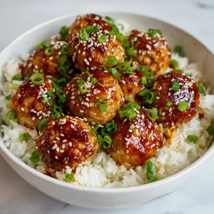 Sweet & Spicy Sesame Chicken Meatballs with Rice Bowls Recipe
