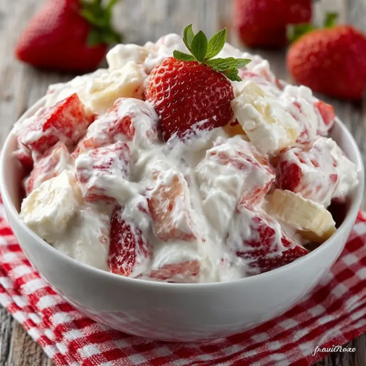 Creamy Strawberry Banana Cheesecake Salad Dessert: