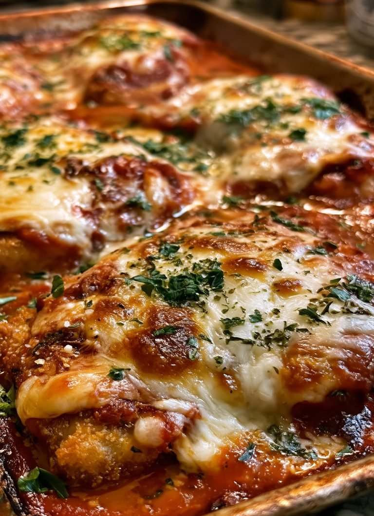 Crispy Mozzarella Chicken Parmesan Bake: receta al horno, crujiente por fuera y cremosa por dentro