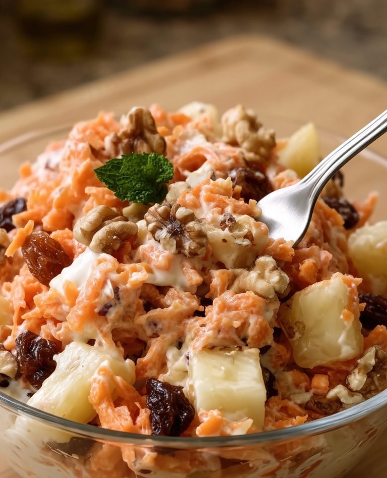 Ensalada de Zanahoria, Piña, Pasas y Nueces: fresca, crujiente y muy fácil de preparar