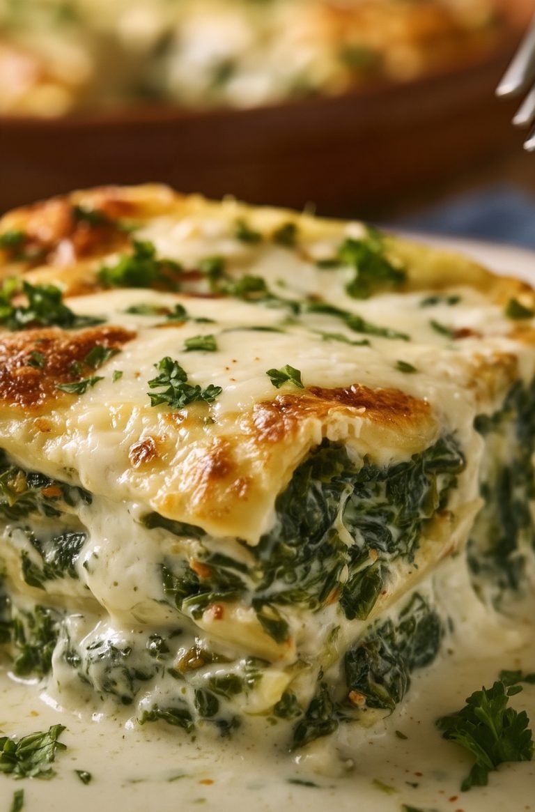 Lasaña de Espinacas Cremosa: receta casera, suave y muy sabrosa