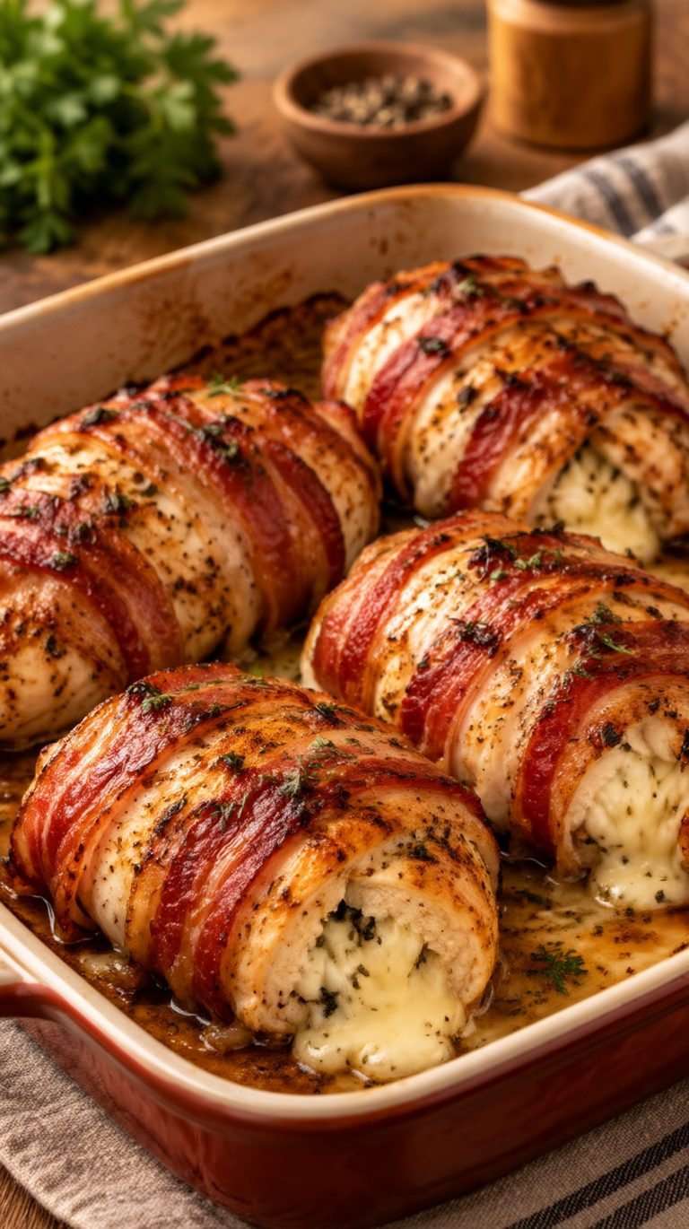 Pechugas de Pollo con Bacon y Queso: receta fácil, jugosa y gratinada