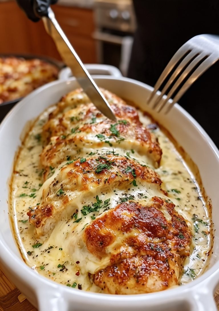 Pollo al Horno Cremoso con Mozzarella y Parmesano: receta fácil, jugosa y muy gratinada