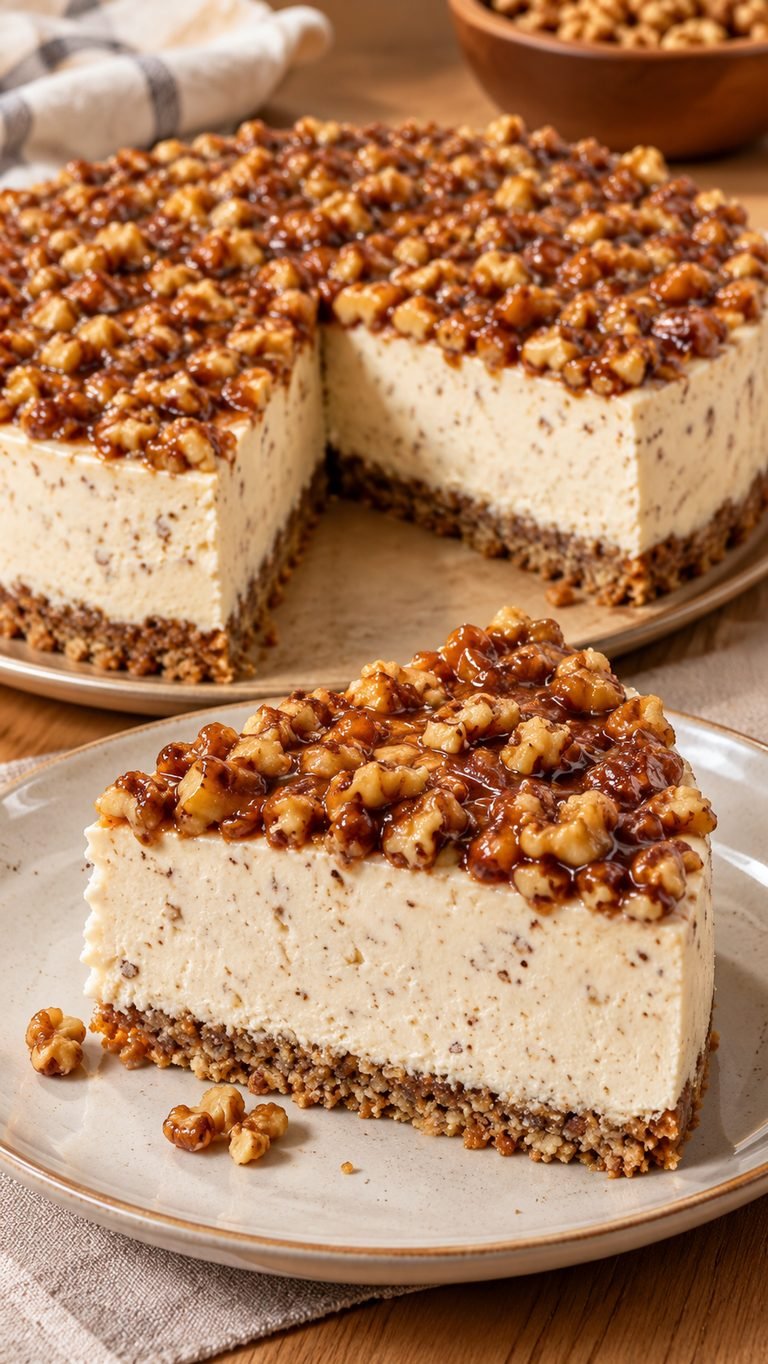 Cheesecake de nuez sin horno: cremoso, elegante y muy fácil de preparar