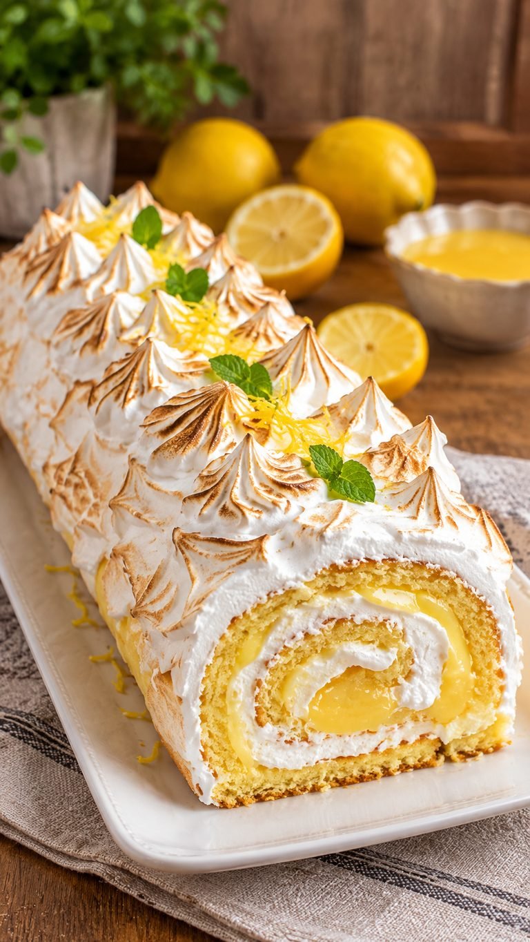 Brazo de Gitano de Limón y Merengue: postre clásico, fresco y muy vistoso