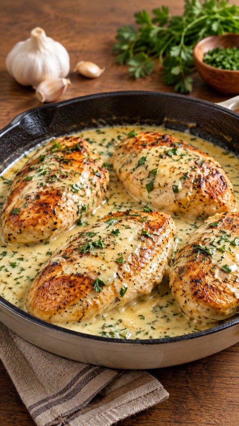 Pollo al ajo con crema paso a paso: receta suave, aromática y muy casera